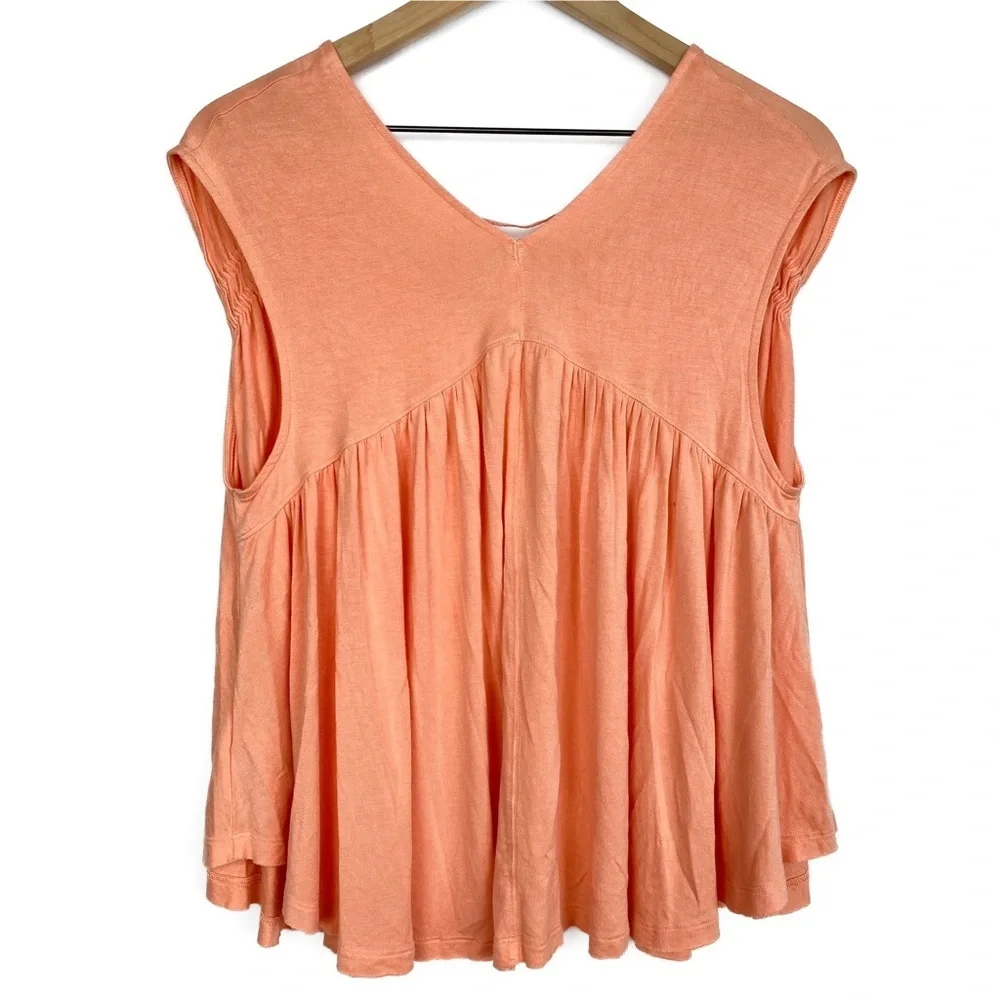 NWOT Free People Womens Flowy Top XS Peach Pastel Back In‎ Town Boho Peasant